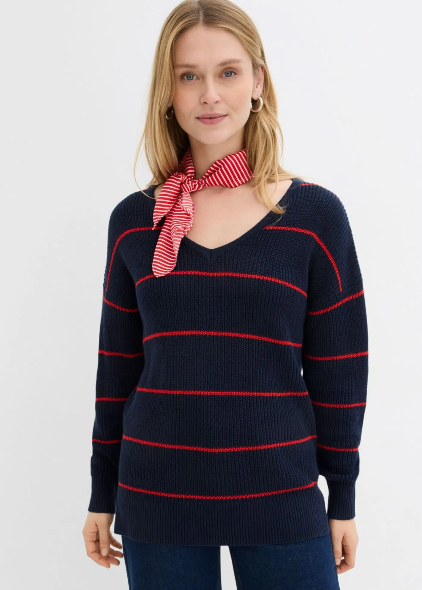 bonprix bonprix Jersey oversize azul marino-fresa con rayas Outlet