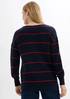 bonprix bonprix Jersey oversize azul marino-fresa con rayas Outlet