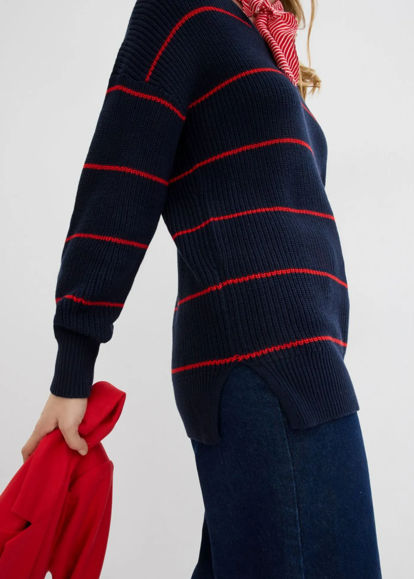 bonprix bonprix Jersey oversize azul marino-fresa con rayas Outlet