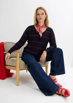 bonprix bonprix Jersey oversize azul marino-fresa con rayas Outlet