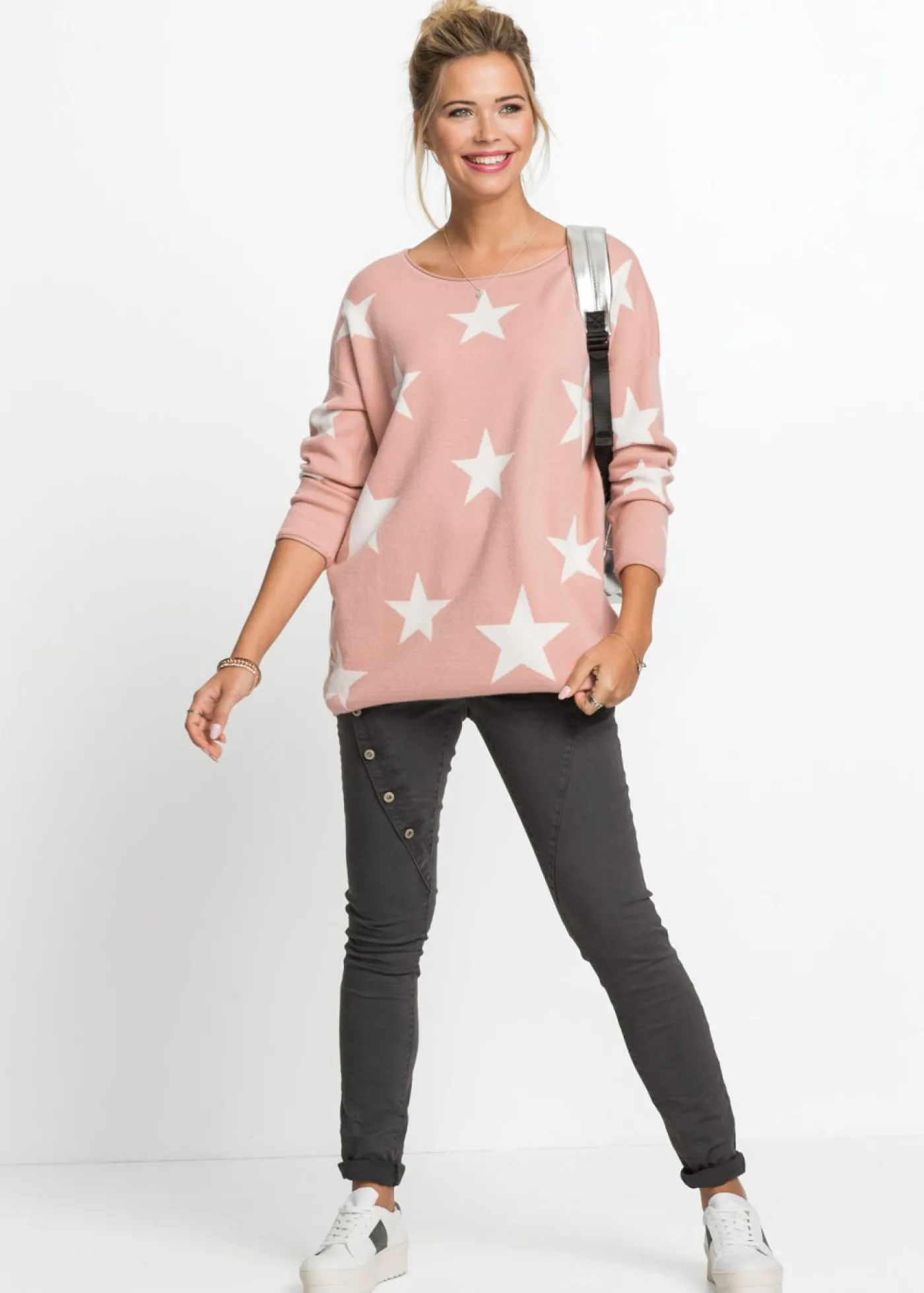 bonprix bonprix Jersey oversize rosa vintage-blanco Best