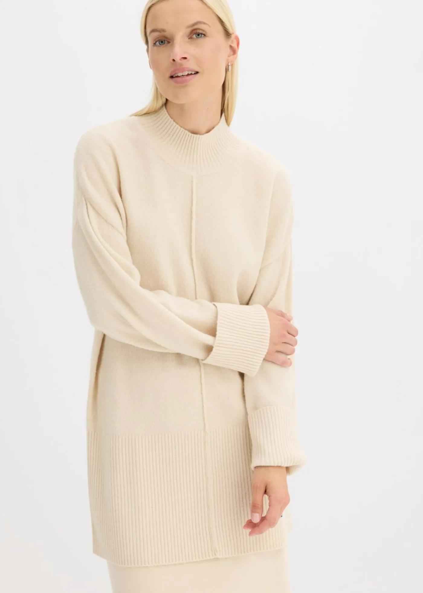 bonprix bonprix Jersey oversize gris guijarro-blanco lana moteado Sale