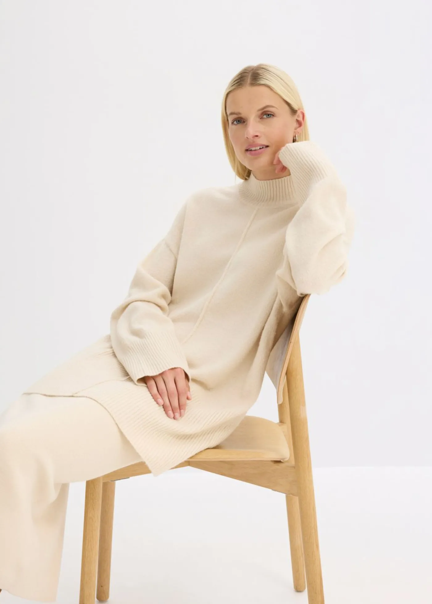 bonprix bonprix Jersey oversize gris guijarro-blanco lana moteado Sale