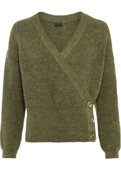 bonprix bonprix Jersey oversize con aspecto cruzado oliva moteado Clearance