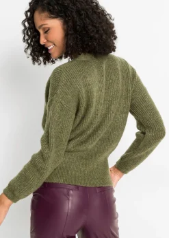 bonprix bonprix Jersey oversize con aspecto cruzado oliva moteado Clearance