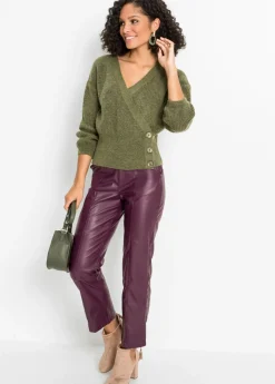 bonprix bonprix Jersey oversize con aspecto cruzado oliva moteado Clearance