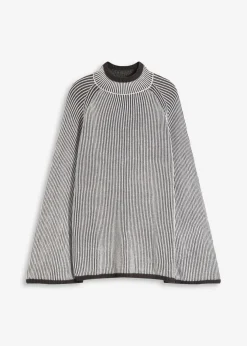 bonprix bonprix Jersey oversize con cuello alto pizarra moteado Clearance