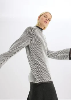 bonprix bonprix Jersey oversize con cuello alto pizarra moteado Clearance