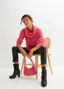 bonprix bonprix Jersey oversize de cuello vuelto Rosa Hot