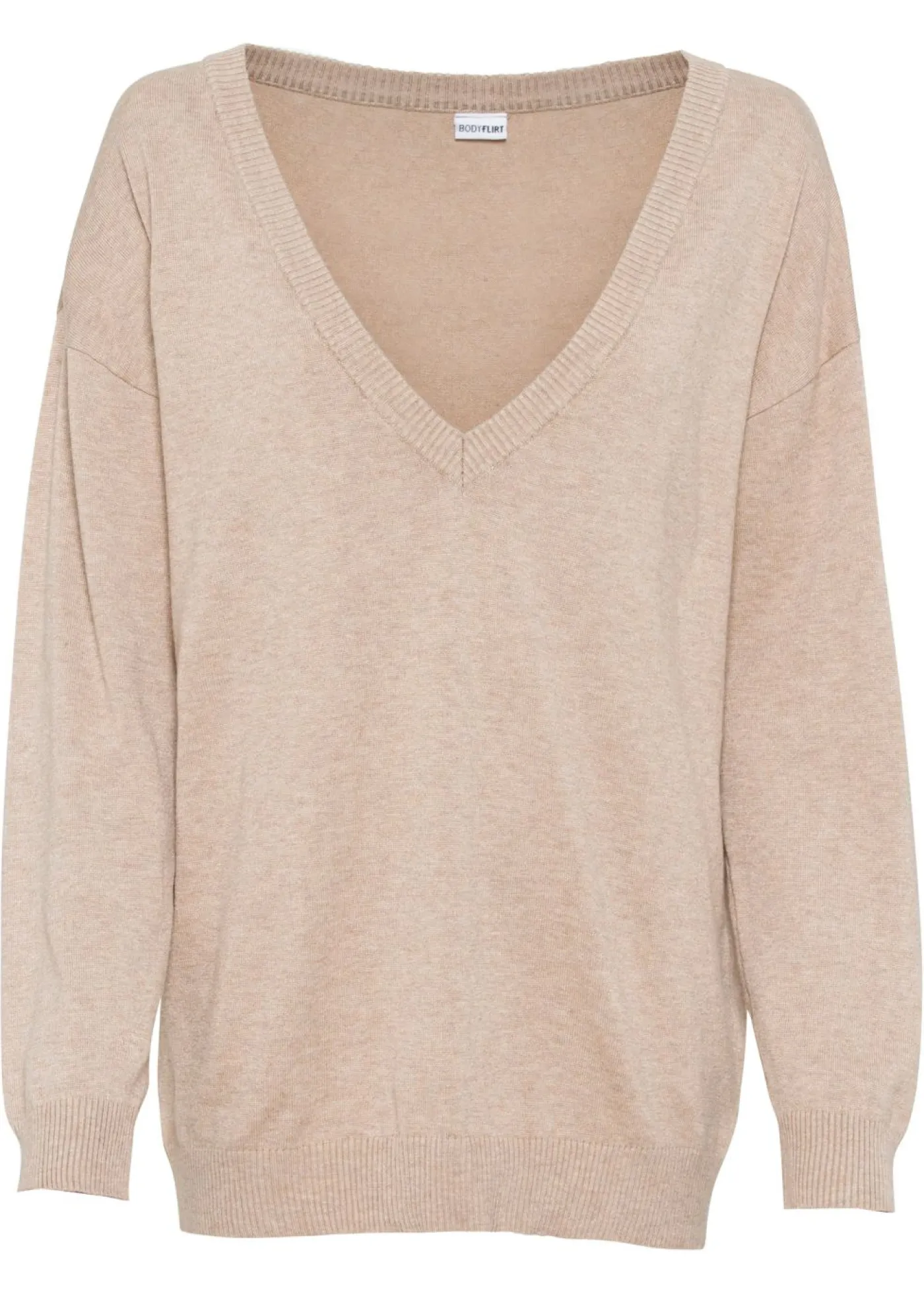 bonprix bonprix Jersey oversize de mezcla de viscosa Beige jaspeado Hot