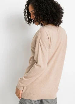 bonprix bonprix Jersey oversize de mezcla de viscosa Beige jaspeado Hot