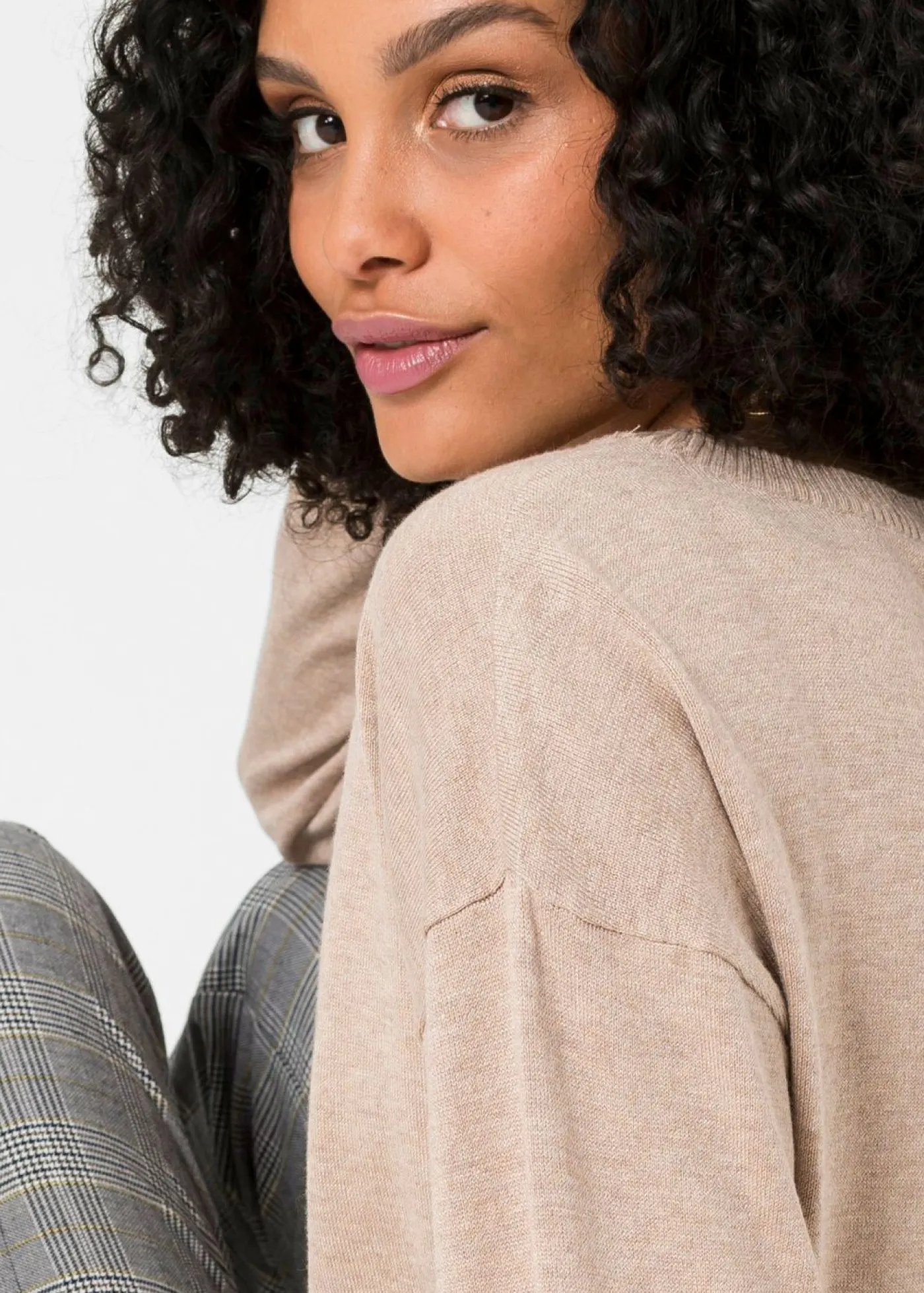 bonprix bonprix Jersey oversize de mezcla de viscosa Beige jaspeado Hot