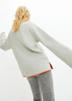 bonprix bonprix Jersey reversible de punto fino Gris claro jaspeado-rojo amapola Best