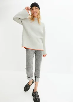 bonprix bonprix Jersey reversible de punto fino Gris claro jaspeado-rojo amapola Best