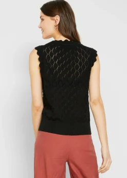 bonprix bonprix Jersey sin mangas de ajour de mezcla de algodón Rosa