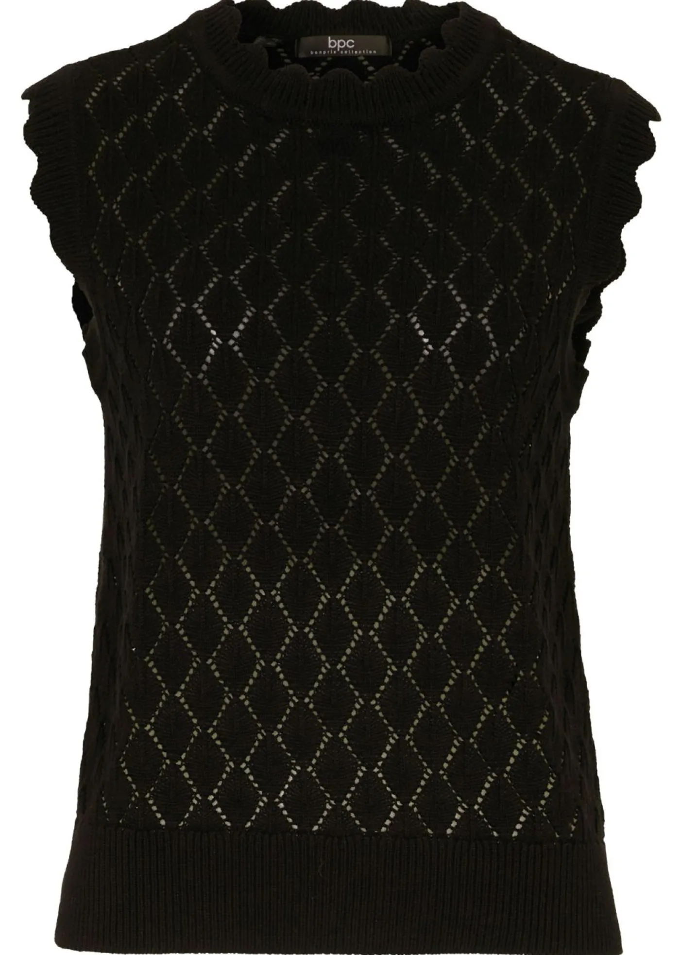 bonprix bonprix Jersey sin mangas de ajour de mezcla de algodón Negro Best
