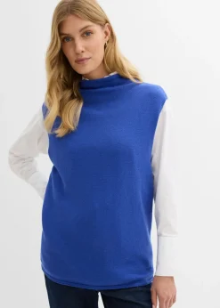 bonprix bonprix Jersey sin mangas de algodón puro Azul zafiro Discount