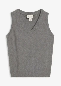 bonprix bonprix Jersey sin mangas de algodón orgánico puro gris jaspeado moteado Discount
