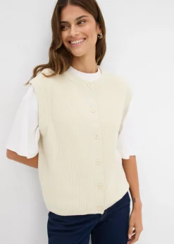 bonprix bonprix Jersey sin mangas de punto grueso Crudo