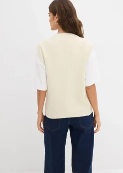 bonprix bonprix Jersey sin mangas de punto grueso Crudo