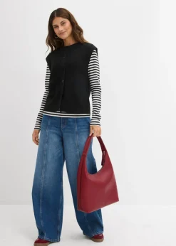 bonprix bonprix Jersey sin mangas de punto grueso Negro Outlet