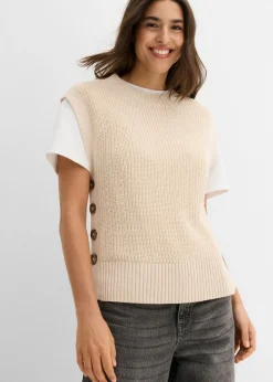 bonprix bonprix Jersey sin mangas de punto Natural jaspeado Clearance