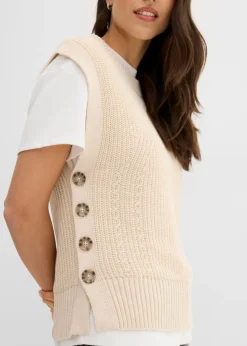 bonprix bonprix Jersey sin mangas de punto Natural jaspeado Clearance