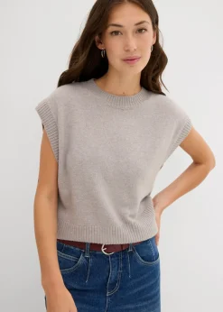 bonprix bonprix Jersey sin mangas oversized Gris claro moteado Discount