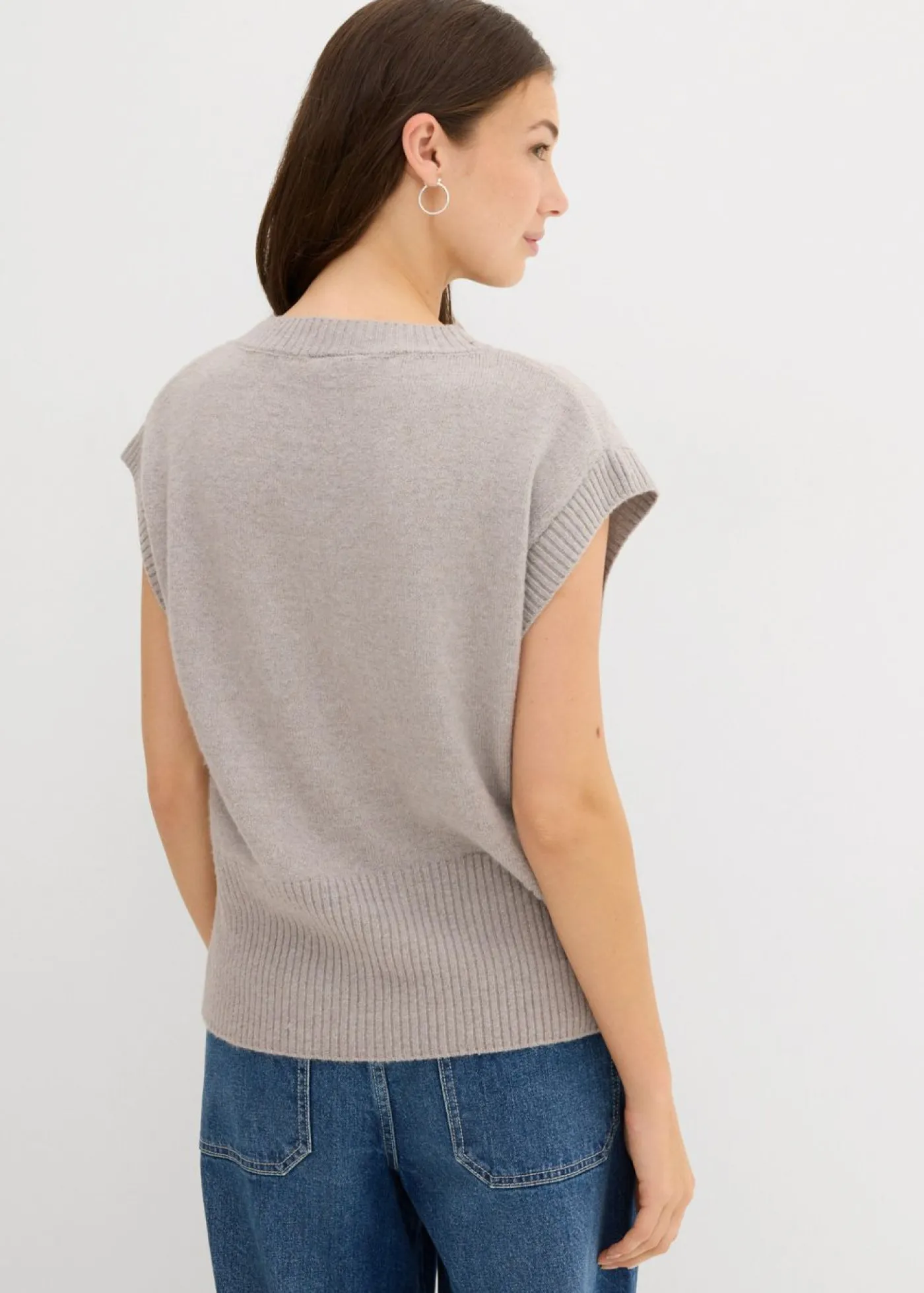 bonprix bonprix Jersey sin mangas oversized Gris claro moteado Discount