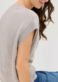 bonprix bonprix Jersey sin mangas oversized Gris claro moteado Discount