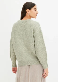 bonprix bonprix Jersey tipo boxy con lentejuelas verde alga moteado Hot