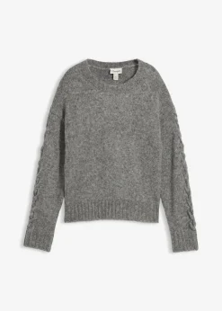 bonprix bonprix Jersey tipo boxy con mangas anchas Gris jaspeado