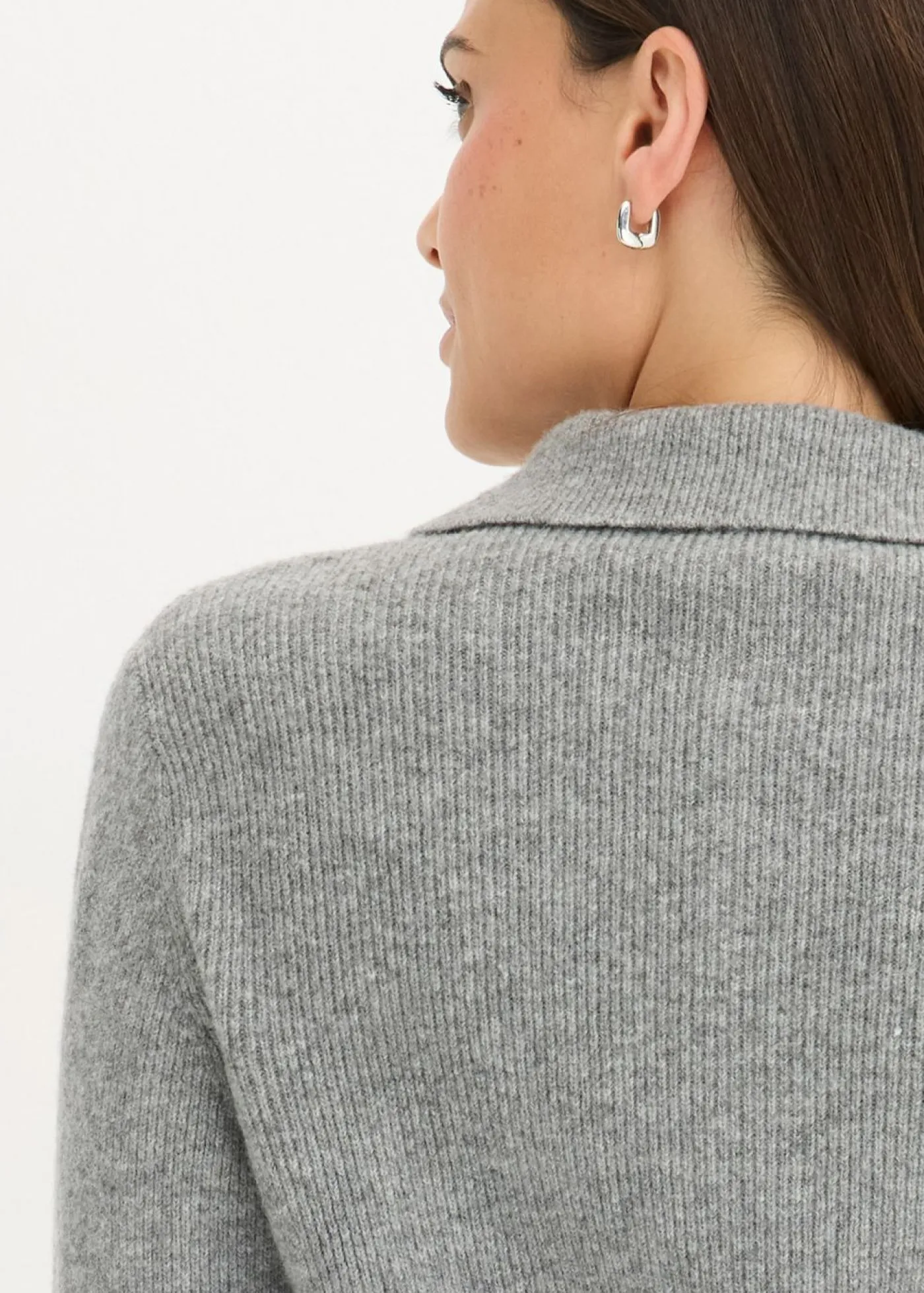 bonprix bonprix Jersey tipo polo con contenido de lana Gris jaspeado Sale