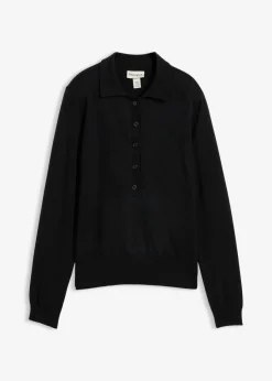 bonprix bonprix Jersey tipo polo con seda Negro Hot