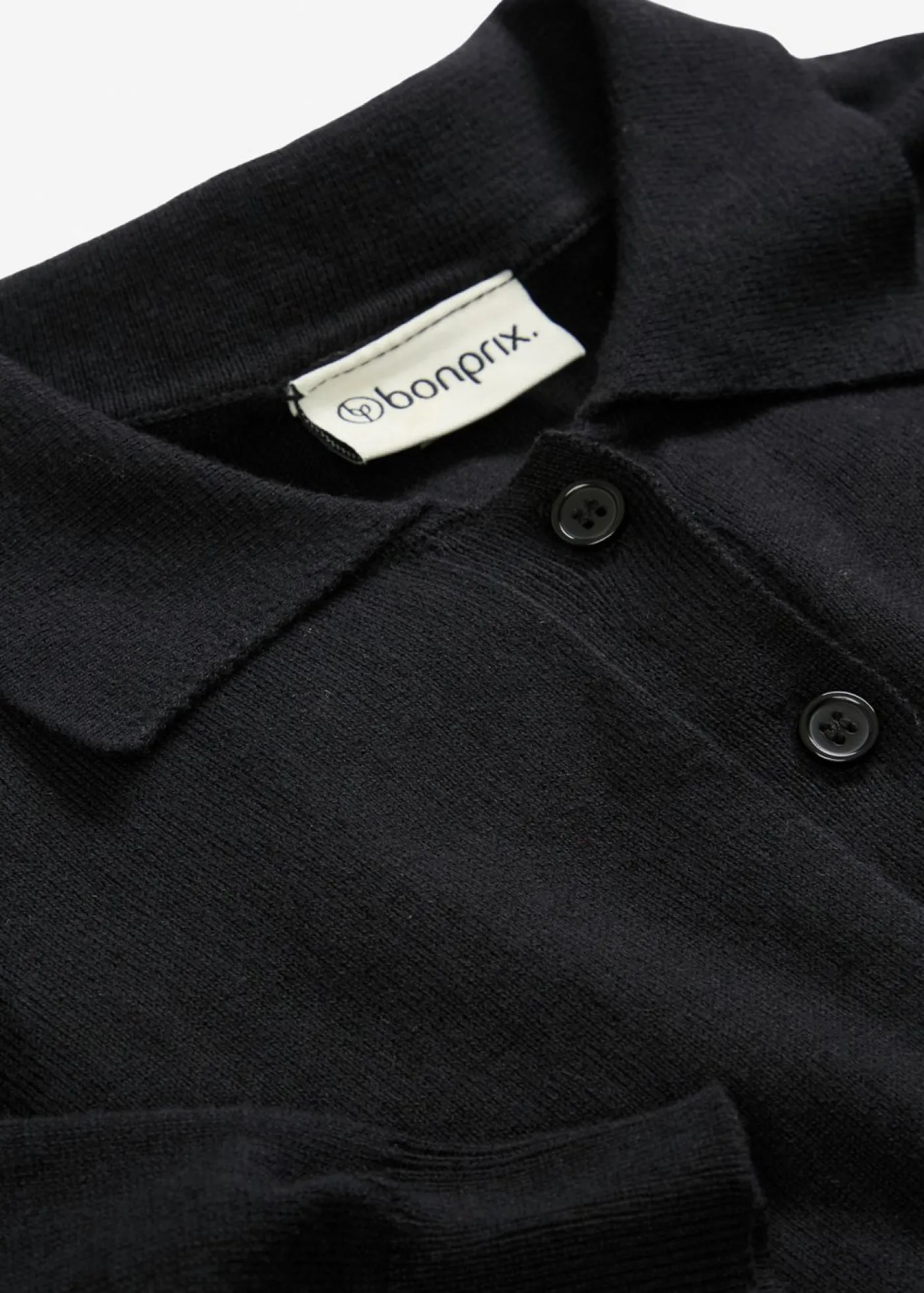 bonprix bonprix Jersey tipo polo con seda Negro Hot
