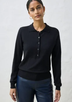 bonprix bonprix Jersey tipo polo con seda Negro Hot