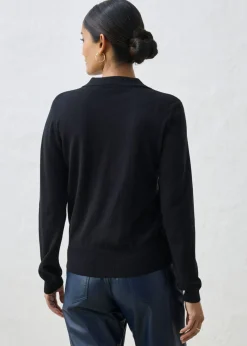 bonprix bonprix Jersey tipo polo con seda Negro Hot