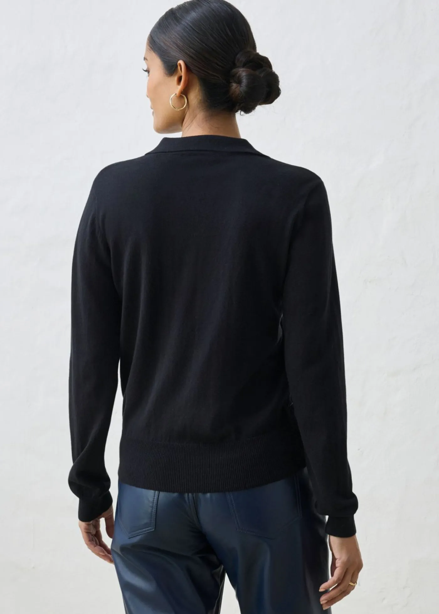 bonprix bonprix Jersey tipo polo con seda Negro Hot