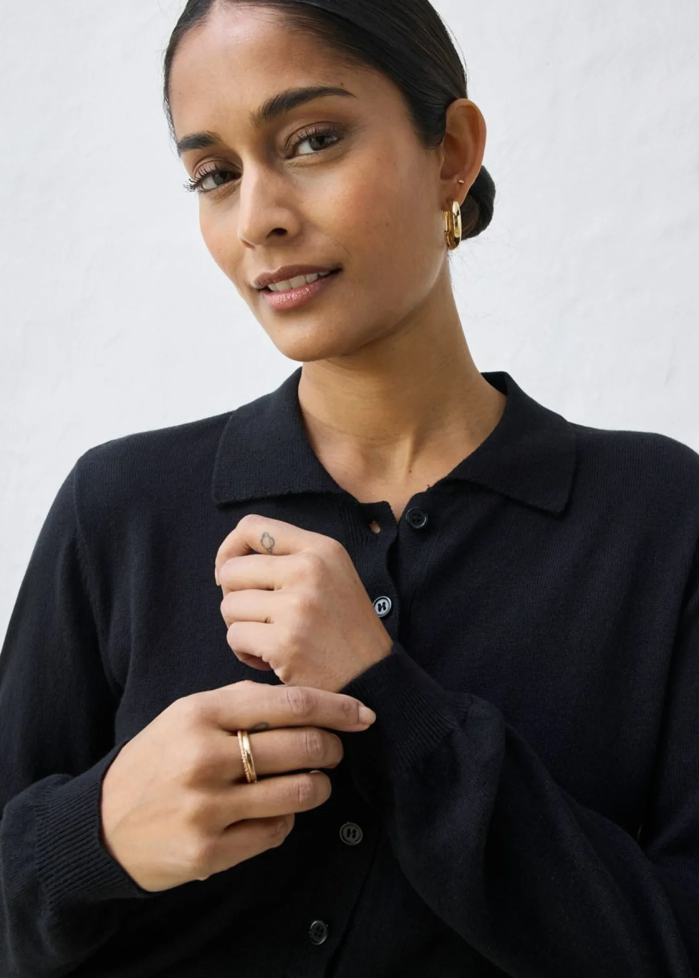 bonprix bonprix Jersey tipo polo con seda Negro Hot