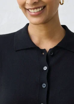 bonprix bonprix Jersey tipo polo con seda Negro Hot