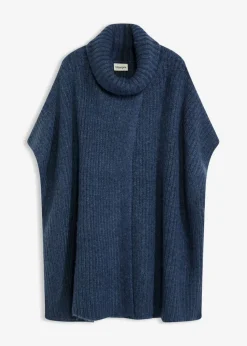 bonprix bonprix Jersey tipo poncho con mezcla de lana índigo Discount