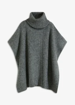 bonprix bonprix Jersey tipo poncho con mezcla de lana antracita Sale