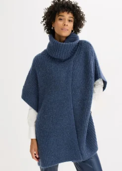 bonprix bonprix Jersey tipo poncho con mezcla de lana antracita Sale
