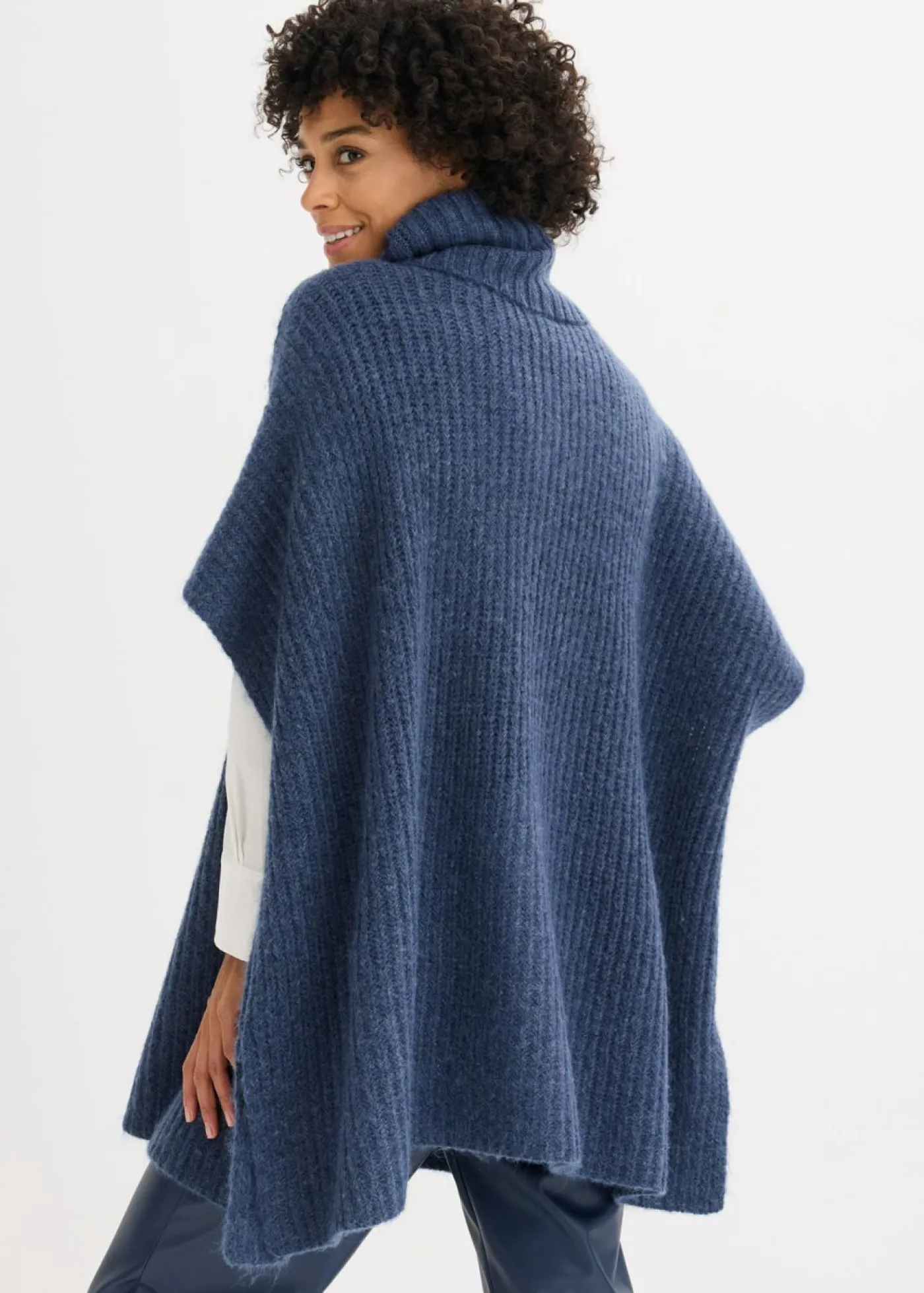bonprix bonprix Jersey tipo poncho con mezcla de lana antracita Sale