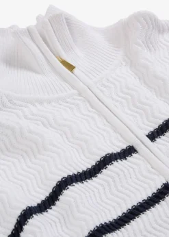 bonprix bonprix Jersey tipo troyer con contenido de algodón Blanco-azul marino con rayas