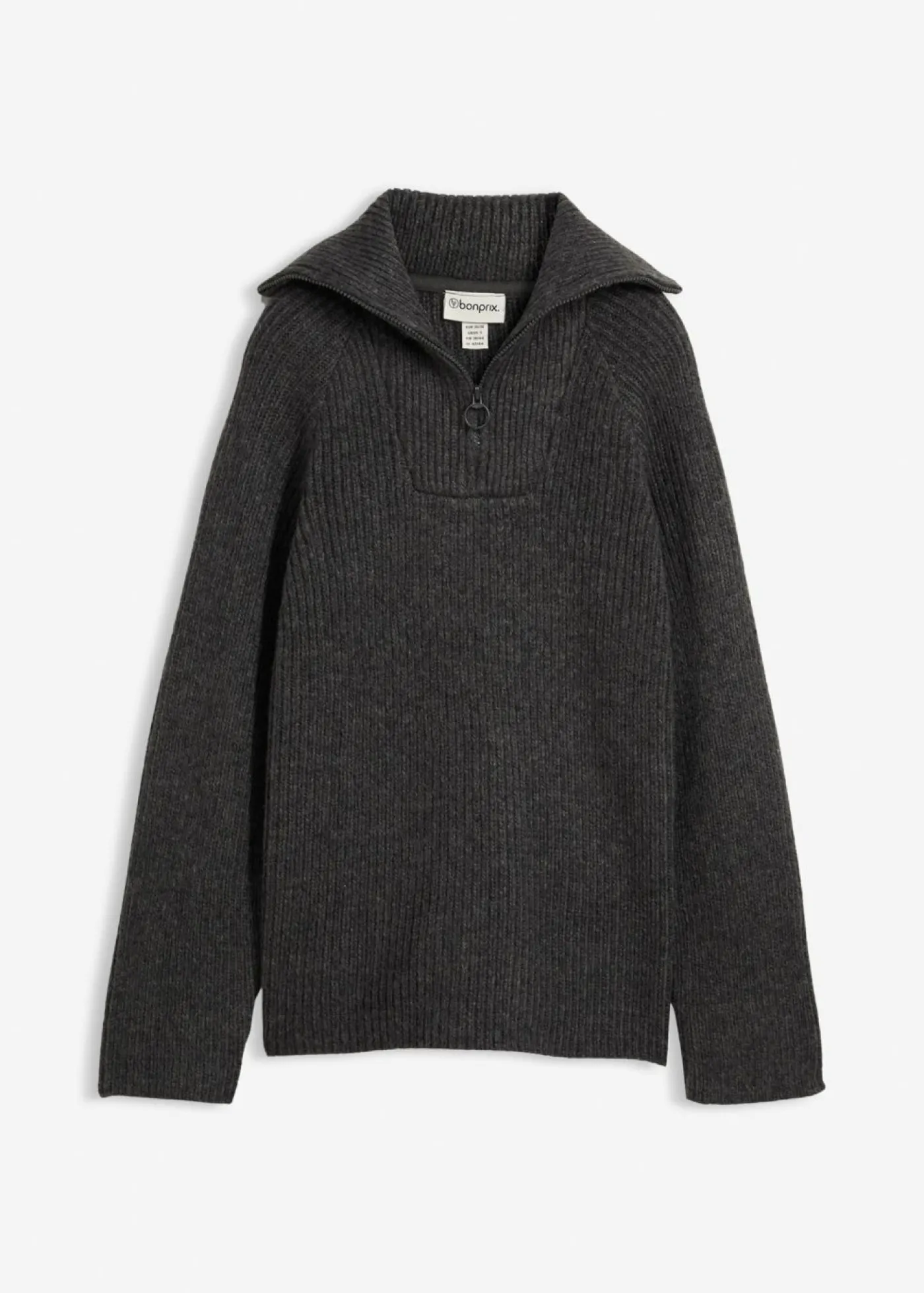 bonprix bonprix Jersey tipo troyer de canalé antracita