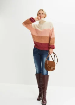 bonprix bonprix Jersey troyer Crema-rosa antiguo-burdeos con rayas horizontales Outlet