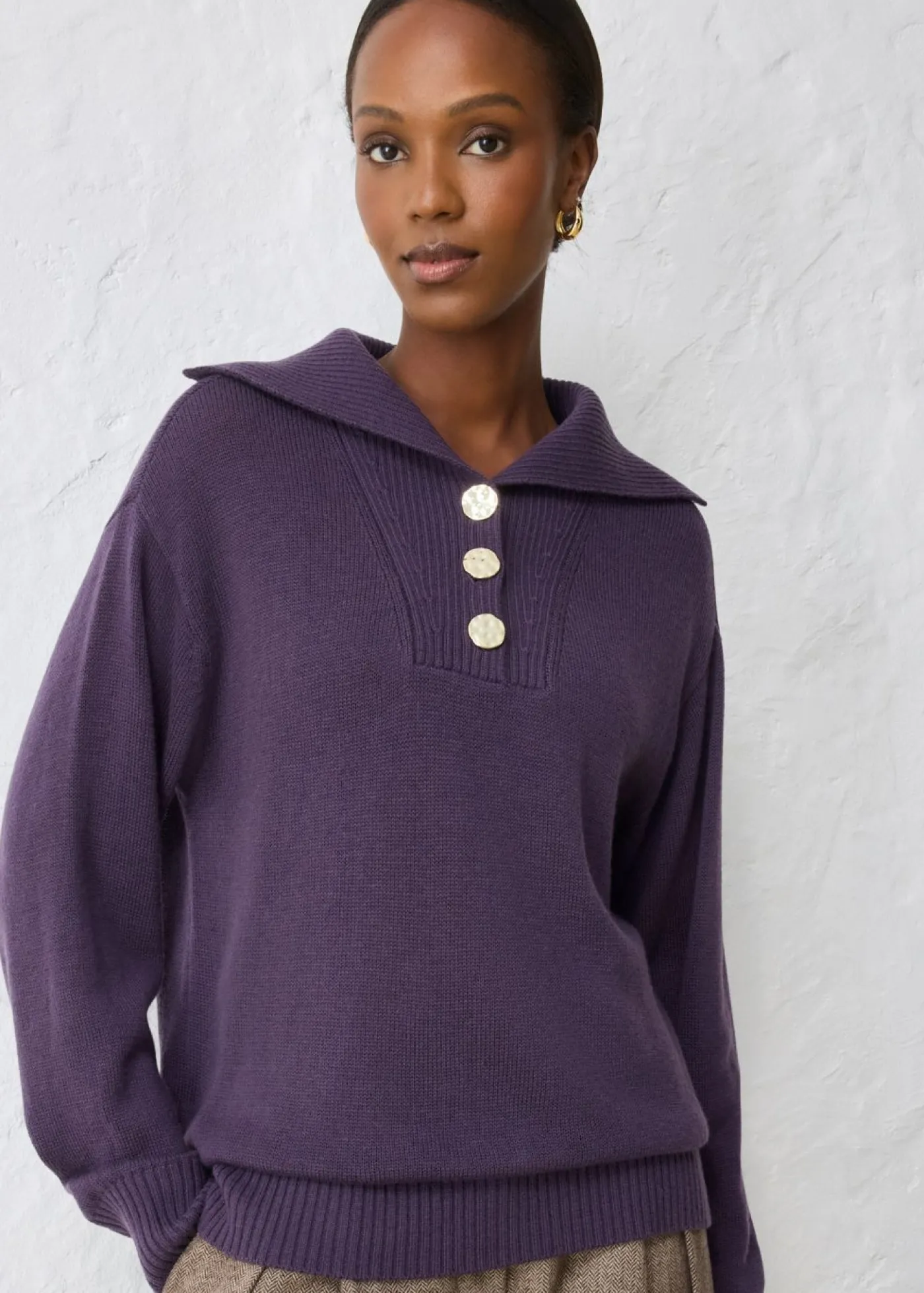 bonprix bonprix Jersey troyer con lana merina Ciruela Clearance