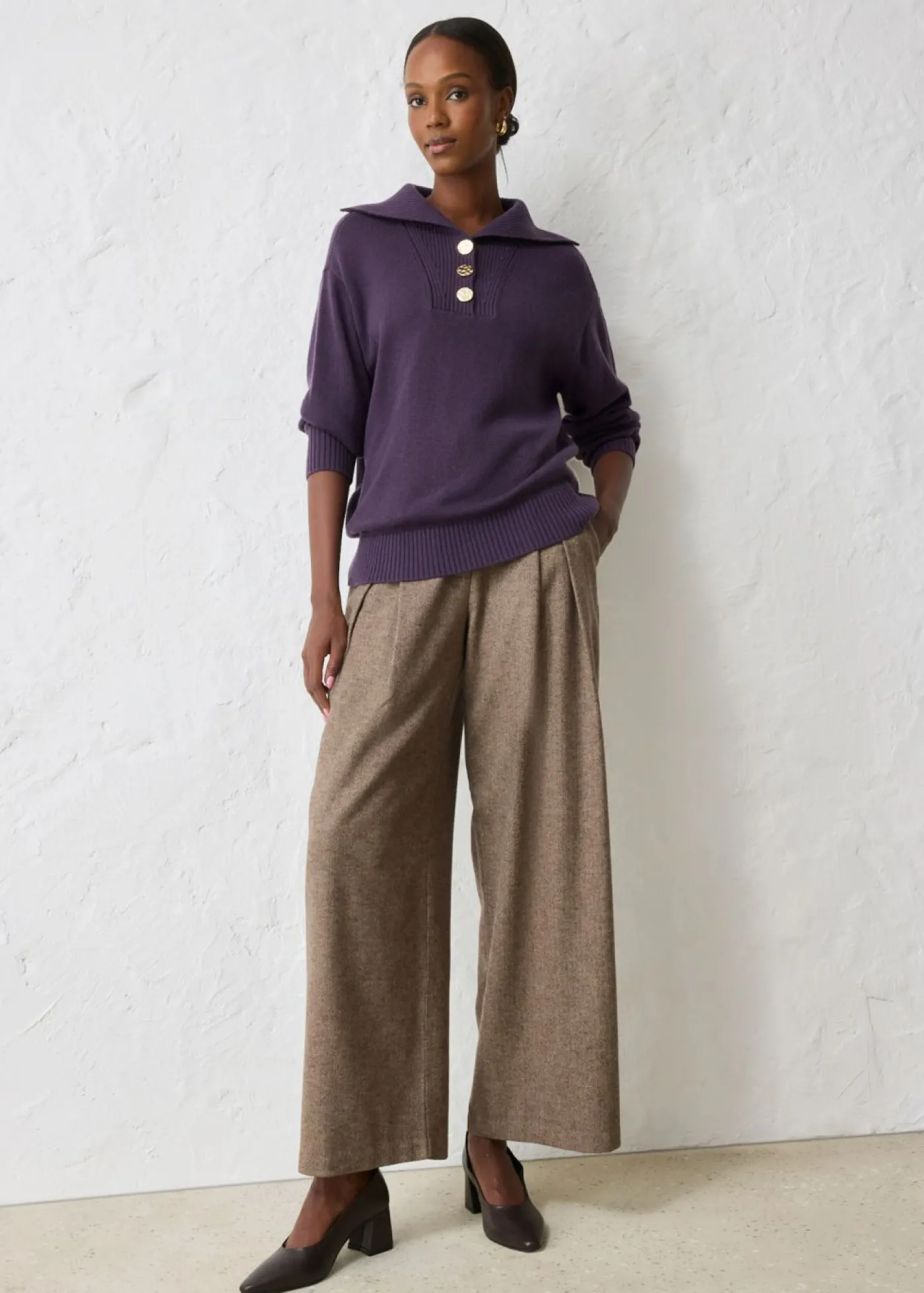 bonprix bonprix Jersey troyer con lana merina Ciruela Clearance