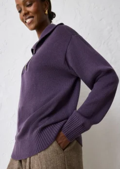 bonprix bonprix Jersey troyer con lana merina Ciruela Clearance